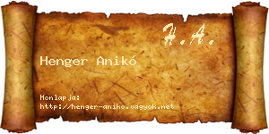 Henger Anikó névjegykártya